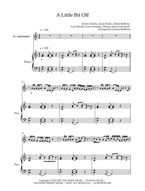 A Little Bit Off (Arr. Serena Redferne) - Five Finger Death Punch (Clarinet and Piano)