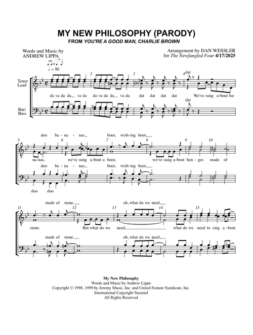 My New Philosophy (Arr. Dan Wessler) - Andrew Lippa (Choral, TTBB)