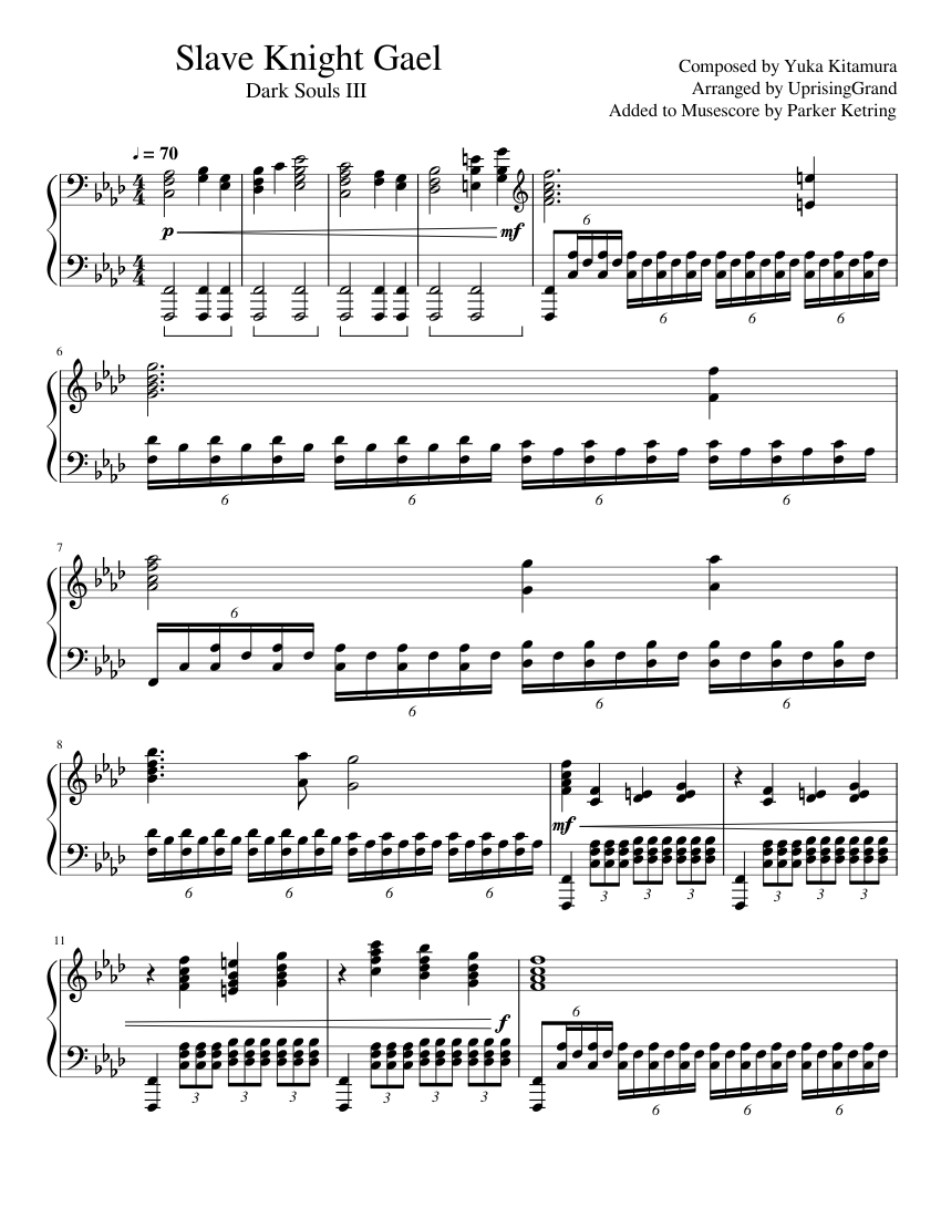 Slave Knight Gael - Dark Souls III Sheet music for Piano (Solo