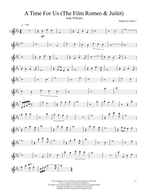 A Time For Us (from the film Romeo & Juilet) - Ändy Williams (Violin Solo)