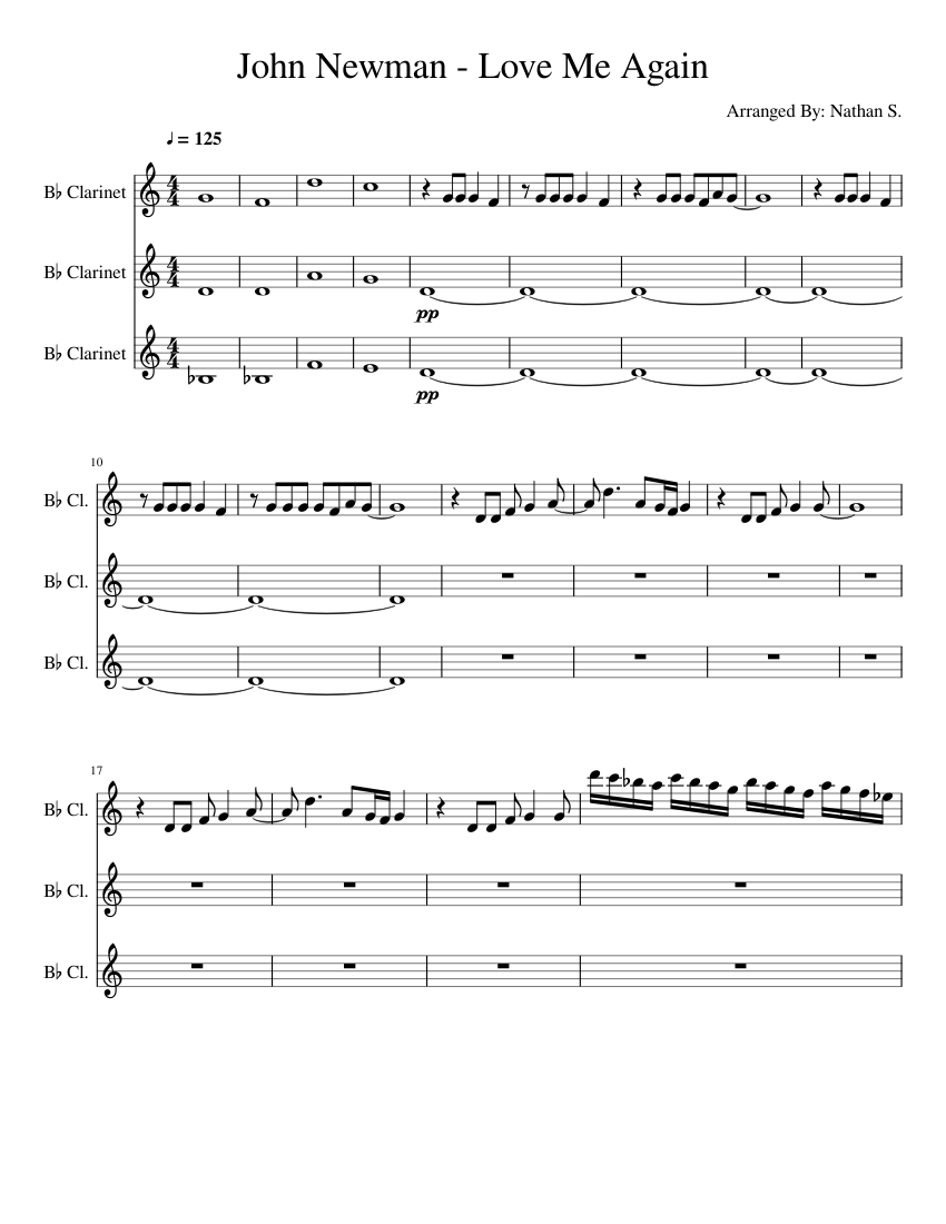 John Newman Love Me Again Sheet music for in bflat (Mixed