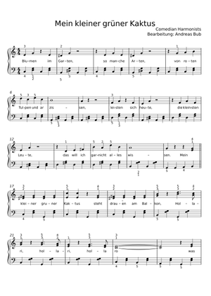 Mein kleiner grner Kaktus Sheet Music with Chords for Piano, Vocals (Solo)  | MuseScore.com
