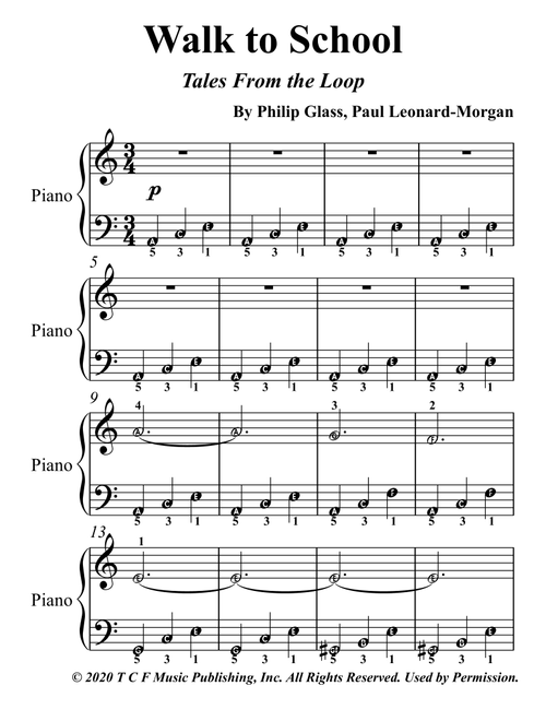 Walk To School (Arr. SilverTonalities) - Philip Glass And Paul Leonard-morgan (Easy Piano)