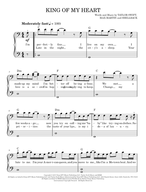 King of my heart - Taylor Swift (Easy Piano)