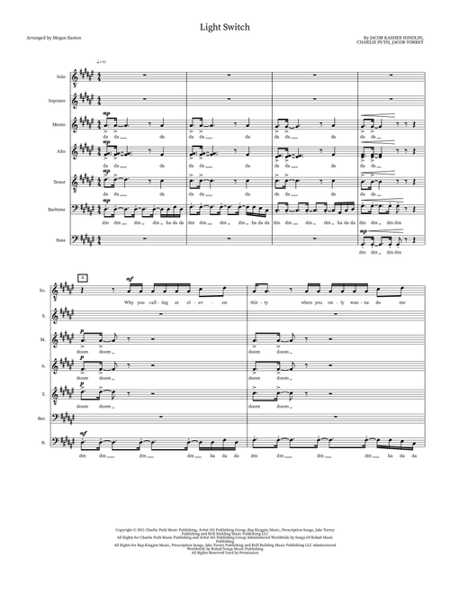 Light Switch (Arr. Megan Easton) - Charlie Puth (Choral)