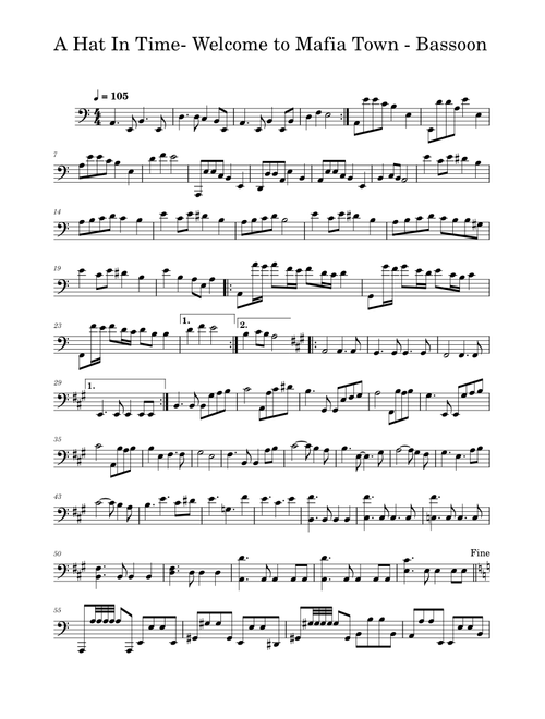 Welcome to Mafia Town – Pascal Michael Stiefel A Hat In Time- Welcome to Mafia Town - Bassoon