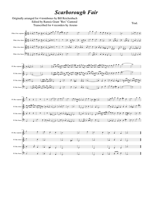 Scarborough Fair recorder quartet
