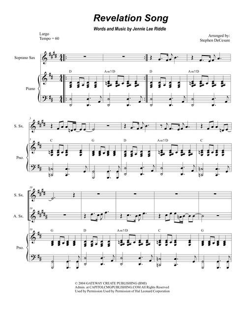Revelation Song (Arr. Stephen DeCesare) - Jennie Lee Riddle (Instrumental Duet and Piano)
