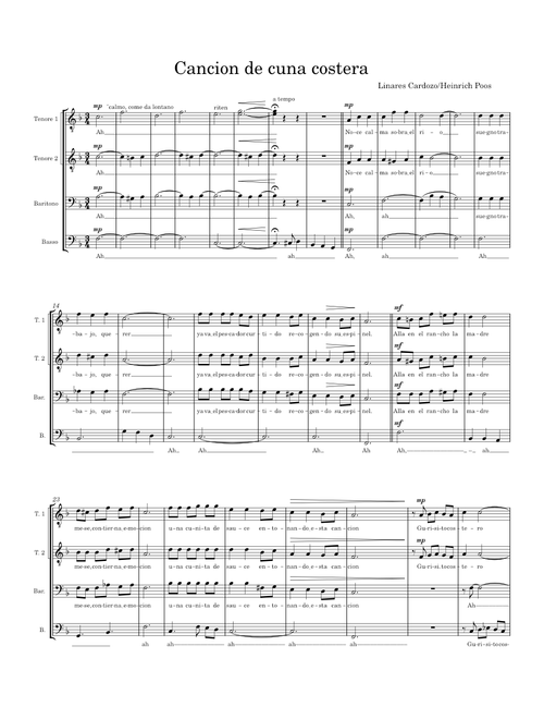 Canción de cuna costera – Linares Cardozo sheet music arranged by Franco Massimo Corriani