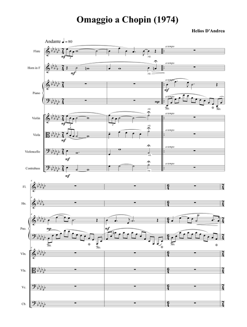 Tribute to Chopin (Omaggio a Chopin) for piano and orchestra - Helios D'Andrea (Small Ensemble)