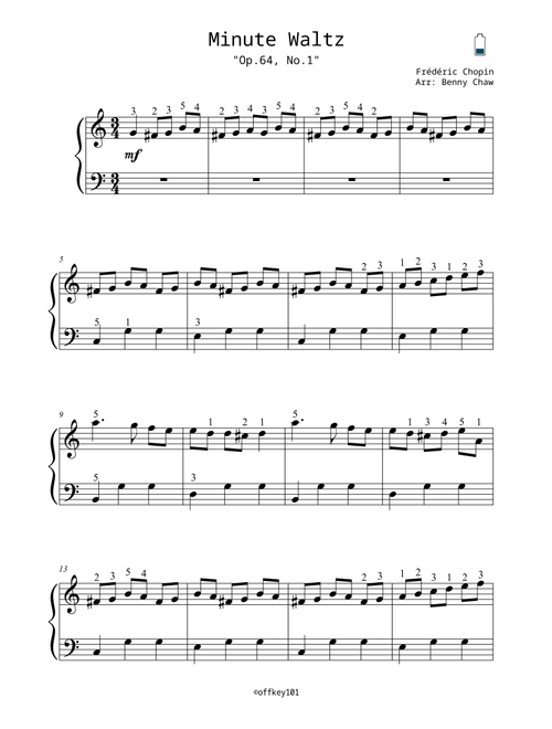 Minute Waltz - Frederic Chopin (Arr. Benny Chaw) (Easy Piano)