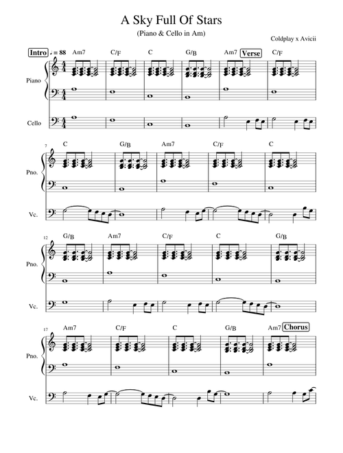 A Sky Full Of Stars - Piano & Cello