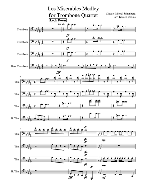 Les Miserables Medley for Trombone Quartet