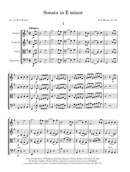 Sonata in E minor, K.304 - Wolfgang Amadeus Mozart