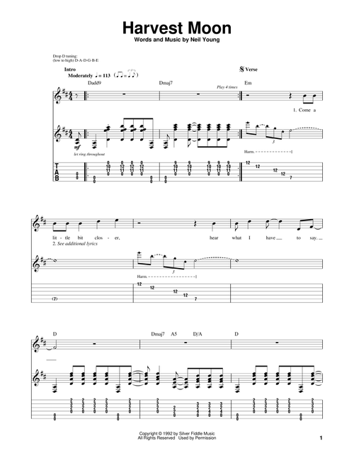 Harvest Moon - Neil Young (Guitar Tab Play-Along)