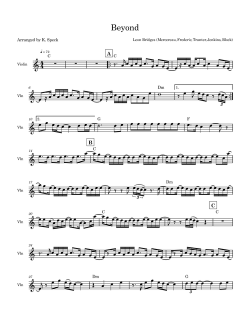 Beyond (Arr. K. Speck) - Leon Bridges (Violin Solo)
