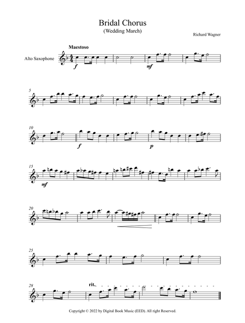 Bridal Chorus (Wedding March) - Richard Wagner (Alto Sax) (Arr. Digital Book Music) (Alto Sax Solo)