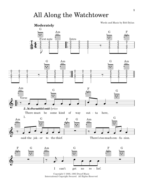 All Along The Watchtower - Jimi Hendrix, U2, Bob Dylan (Ukulele)
