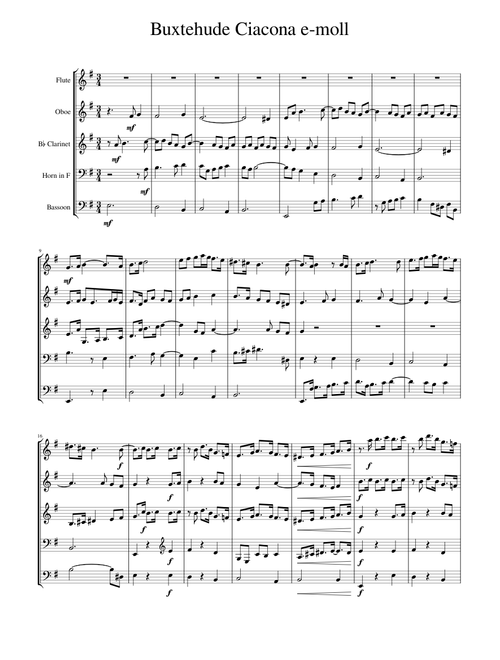 Buxtehude Ciacona e-moll(woodwind quintet)