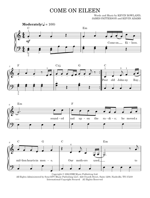 Come on eileen - Dexys Midnight Runners (Easy Piano)