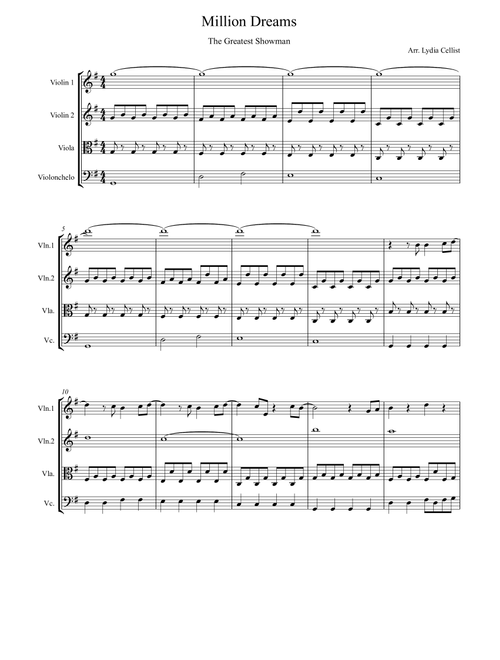 A Million Dreams (Arr. Lydia Alonso) - Joe Trapanese, John Debney, John Cardon Debney (String Quartet)