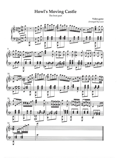 Howl's Moving Castle (Arr. Luca Ghita) - Joe Hisaishi (Piano-Vocal-Guitar (Piano Accompaniment))