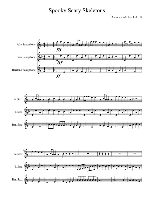 Spooky Scary Skeletons- Sax trio