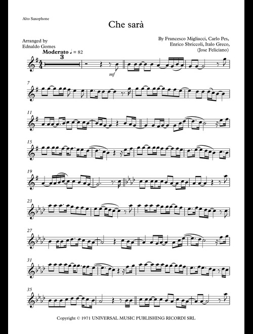 Che Sara' (Arr. Ednaldo Gomes) - Buanne Patrizio (Alto Sax Solo)