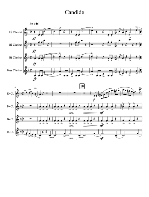 Overture to "Candide" for Clarinet Quartet