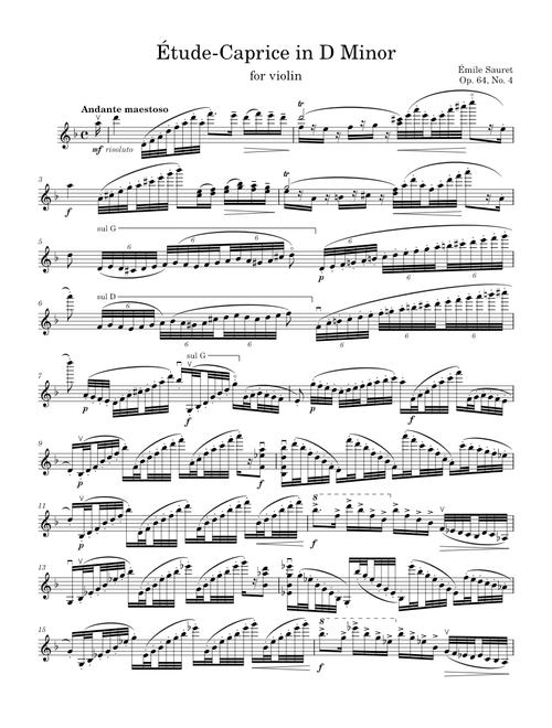 Étude-Caprice in D Minor - É. Sauret, Op. 64, No. 4