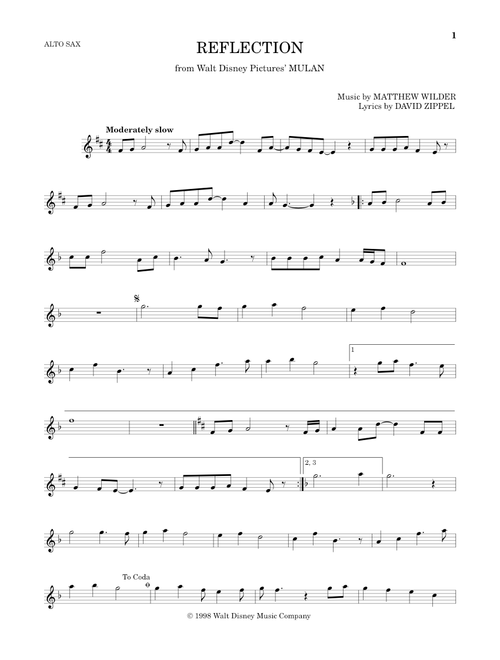 Reflection (Pop Version) (from Mulan) - Christina Aguilera (Alto Sax Solo)
