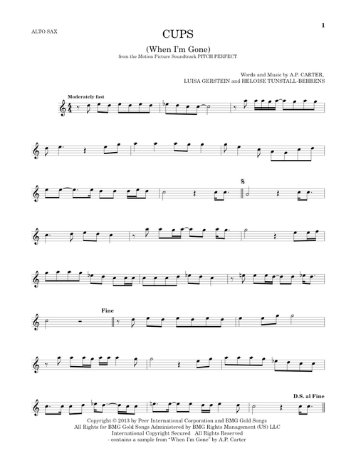 Cups (When I'm Gone) - Anna Kendrick (Alto Sax Solo)