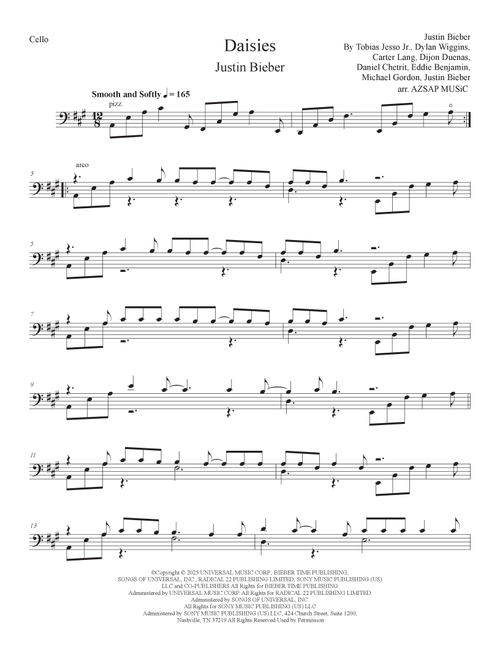 Daisies (Arr. AZSAP MUSiC) - Justin Bieber (Cello Solo)