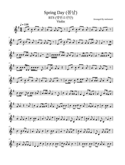 Spring Day (봄날) – BTS (방탄소년단) -Violin-