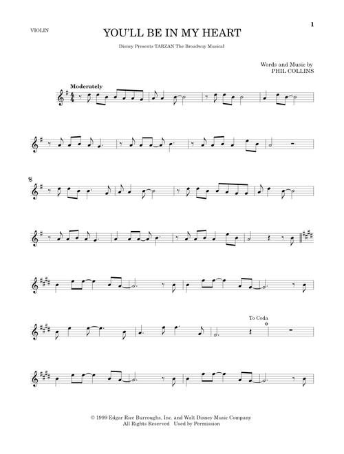 You'll Be In My Heart (from Tarzan) - Phil Collins (Violin Solo)