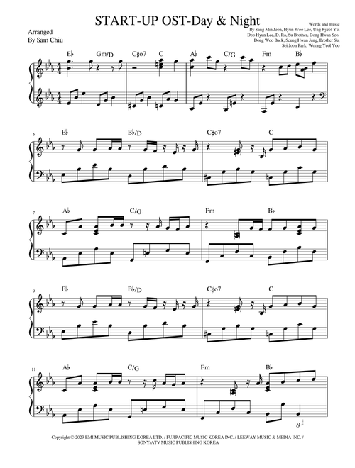 Day And Night (Arr. Sam Chiu) - Jung Seung Hwan (Piano Solo)