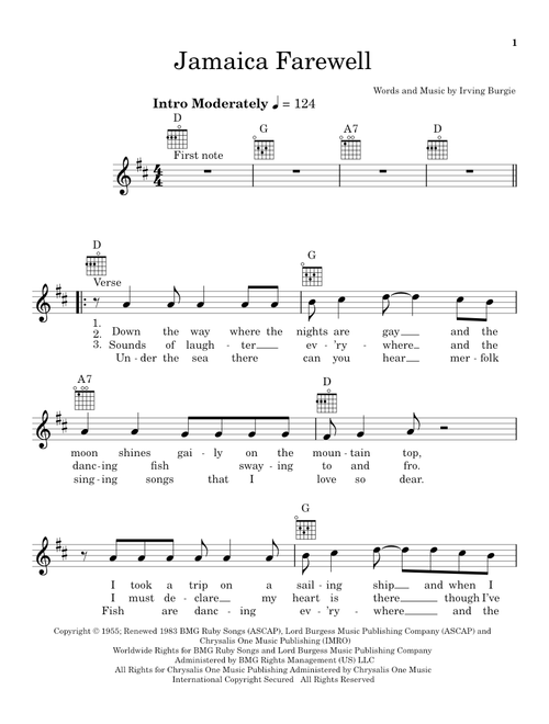 Jamaica Farewell - Harry Belafonte (Ukulele)