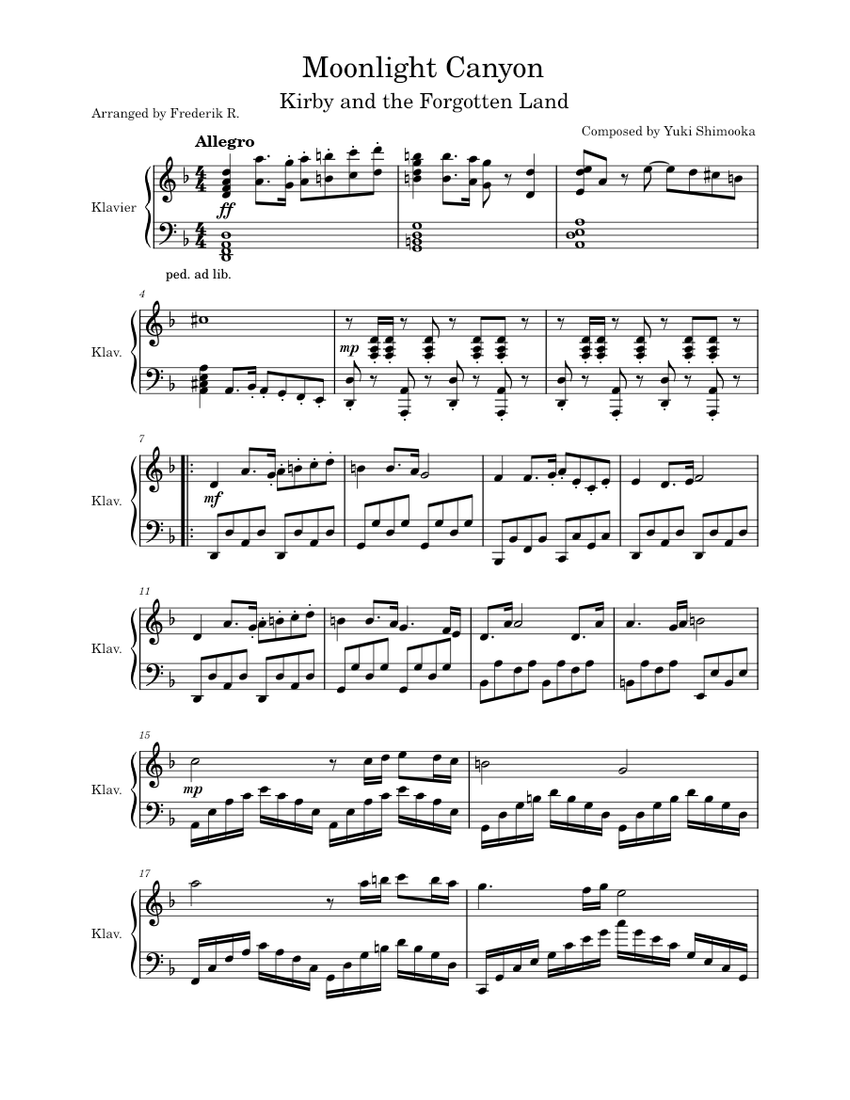 Moonlight Canyon – Kirby and the Forgotten Land Sheet Music