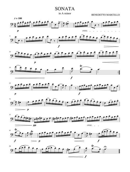 Double Bass Sonata in A minor, 4th mov