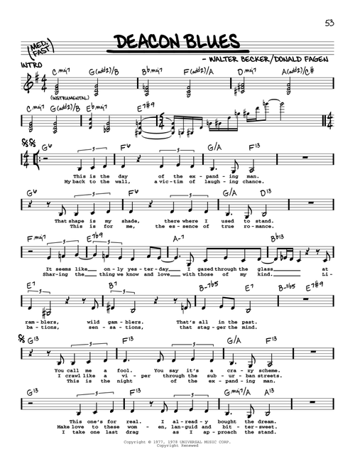 Deacon Blues - Steely Dan (Real Book - Melody-Chords-Lyrics)
