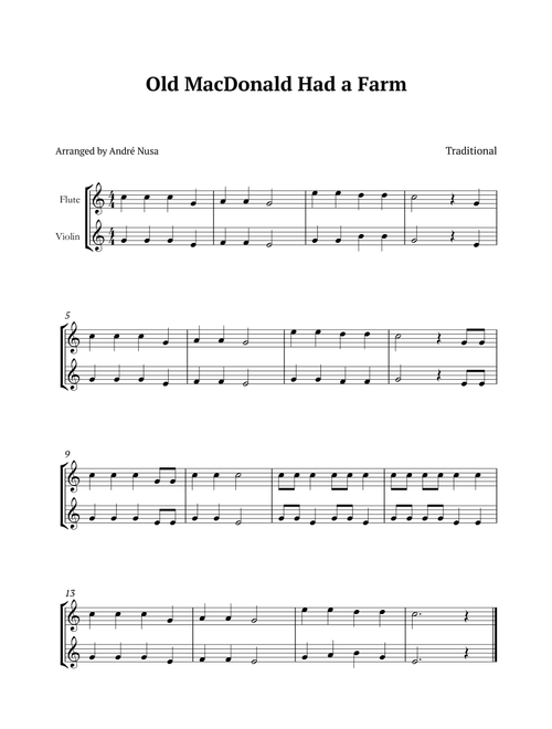 Old MacDonald Had a Farm (Arr. André Nusa) - t (Instrumental Duet)