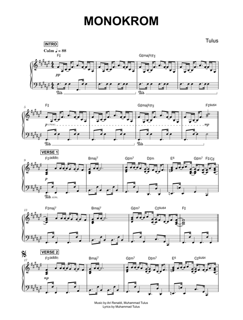Monokrom - Tulus (Piano)