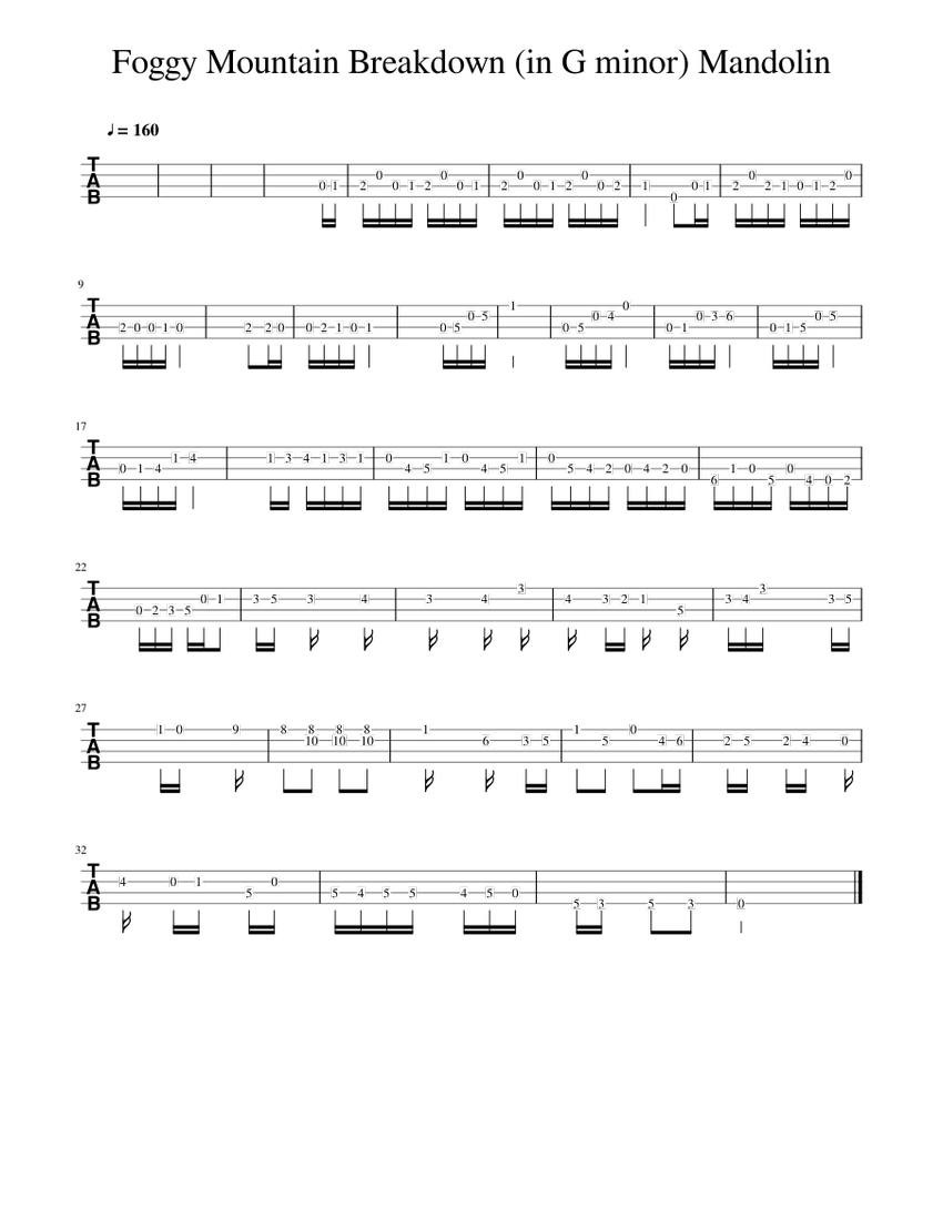 Foggy Mountain Breakdown (in G minor) Mandolin Sheet music for Mandolin (Solo)