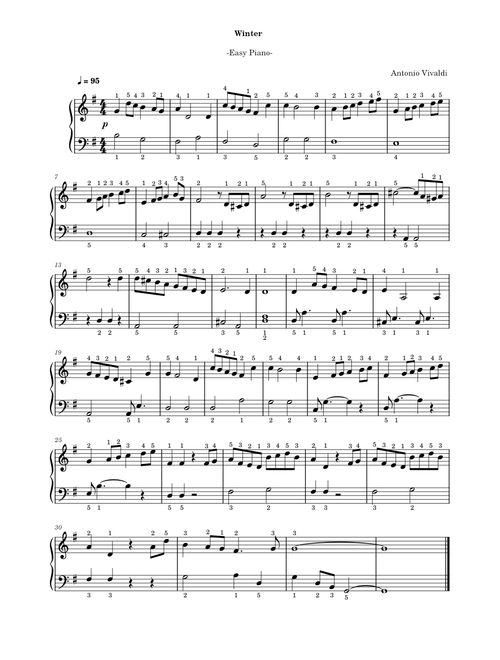 Antonio Vivaldi - Winter -Easy Piano-