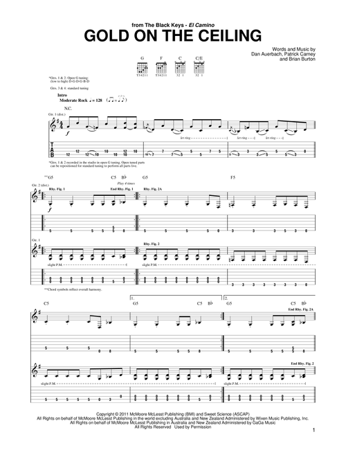 Gold On The Ceiling - The Black Keys (Guitar Tab)