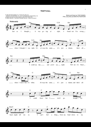 Play Official version of That's All Sheet Music by Genesis for