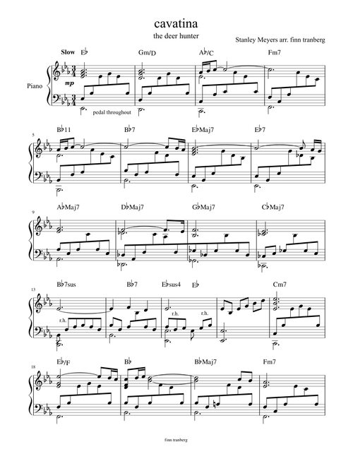 cavatina piano from the deer hunter