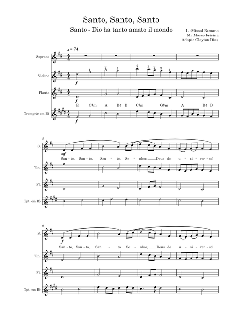 Santo, Santo, Santo - Mons. Marco Frisina - Flauta, Violino e Trompete