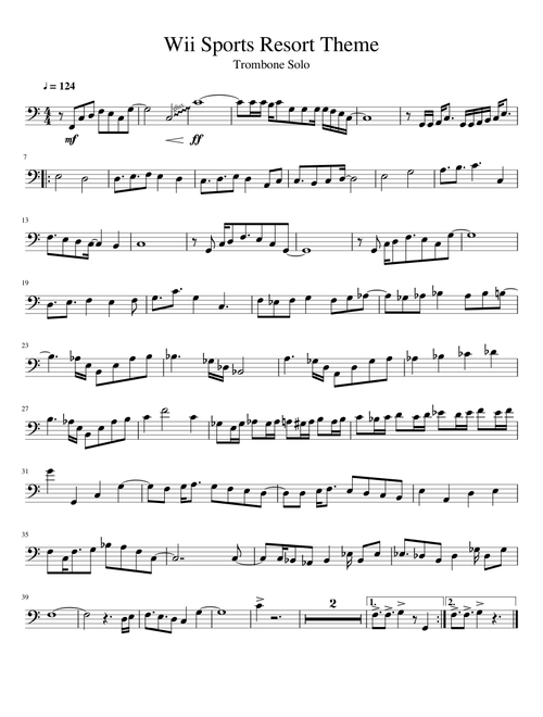 Wii Sports Resort Theme - Trombone Solo