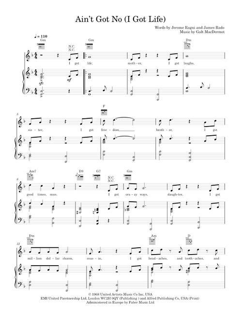Ain't got no - Nina Simone (Piano-Voice)